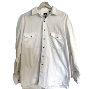 Men's panhandle pearl snap long‎ sleeve shirt size Large white
